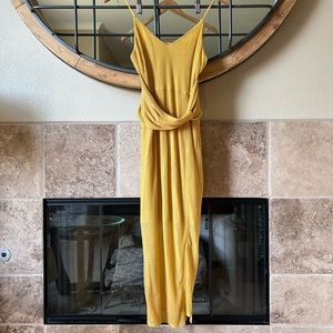 EXPRESS - Yellow/Gold Ribbed Midi Dress SIZE S